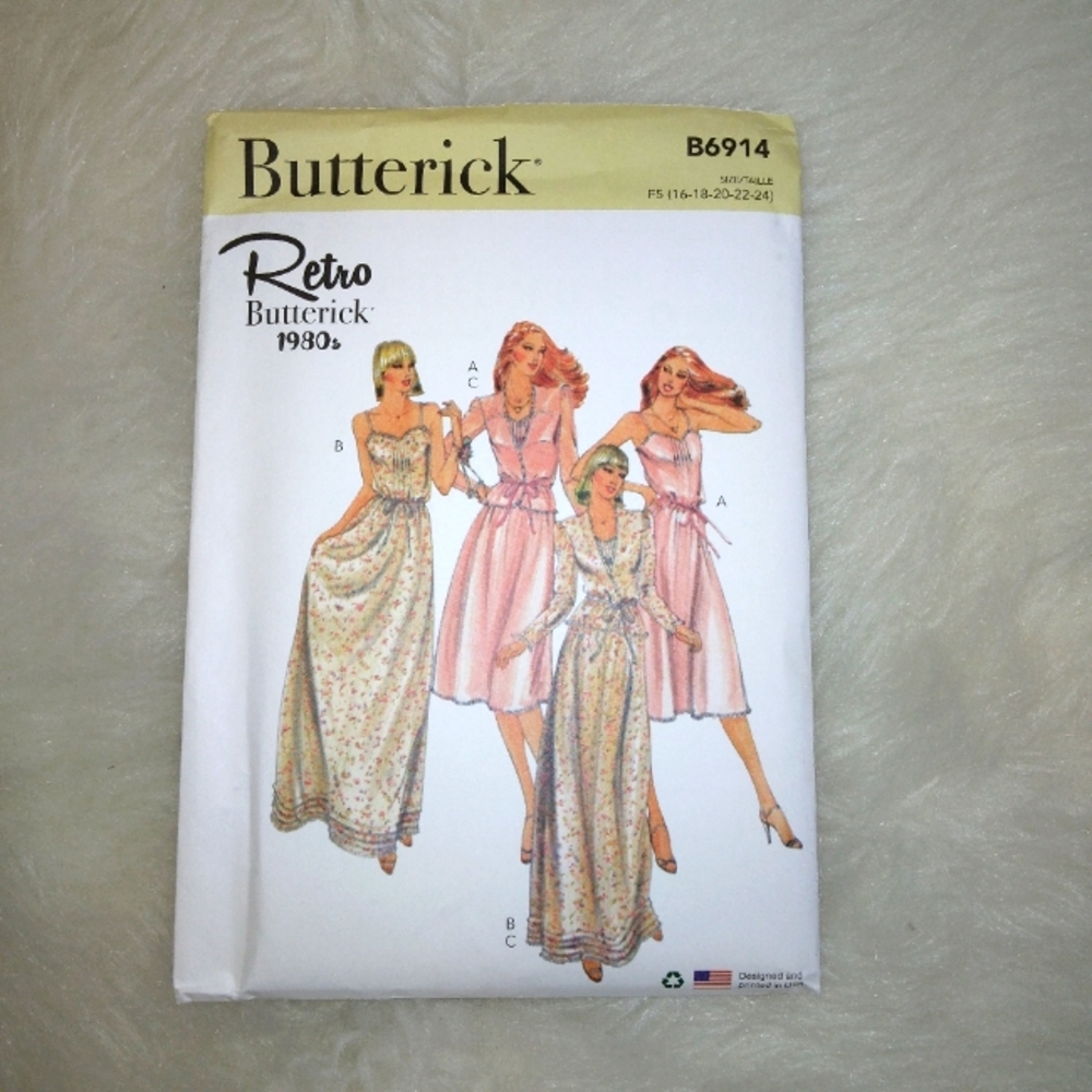 BUTTERICK B6914 Sz 16-24 Retro 1980s Misses Semi Fitted Dress And Jacket